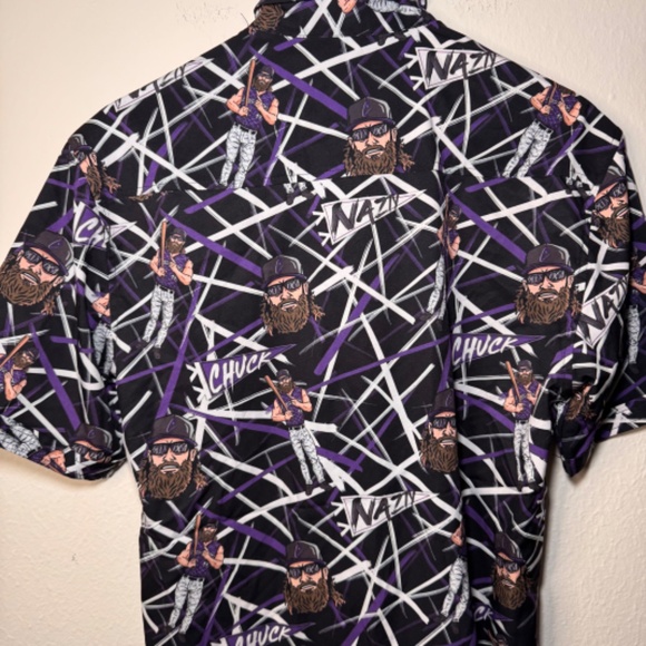 RSVLTS x MLBPA Charlie Blackmon "Chuck Nazty" Colorado Rockies Button-Up Shirt - Picture 6 of 6